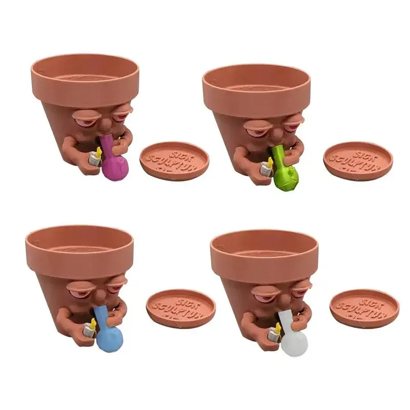 Pots Plant Pot Cute Cartoon Smoking Man Resin Potted Plant Pot Vase Table Top Cartoon Pots Planters For Indoor Plants Garden Home