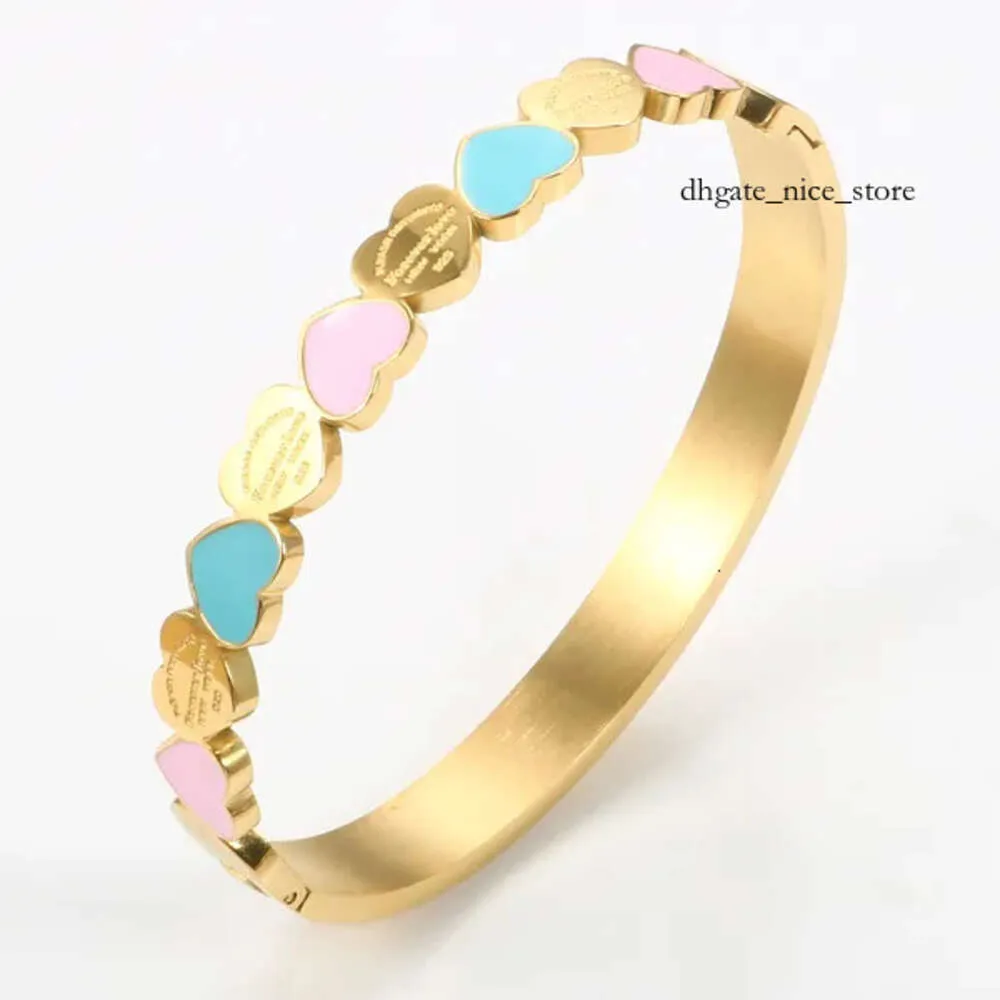 Marca Designer Tiffanybracelet Letras Pulseiras Coração Chapeamento De Ouro Aço Lucky Cuff Mulheres Meninas Tiffancy Colar Charme De Casamento Pulseiras Jóias Tiffanyset 514