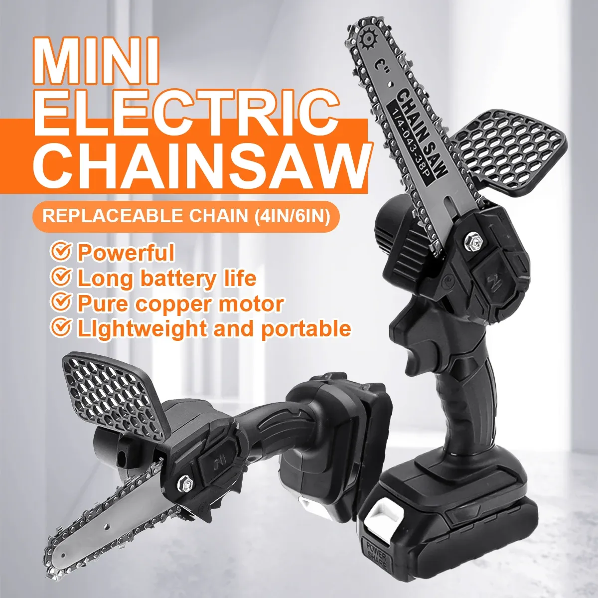 Zagen 6/4 بوصة بالمنشار الكهربائي Mini Mini Protable Protable for Garden Cutting Tool Logching Small Woodworking OneHanded Chain منشار