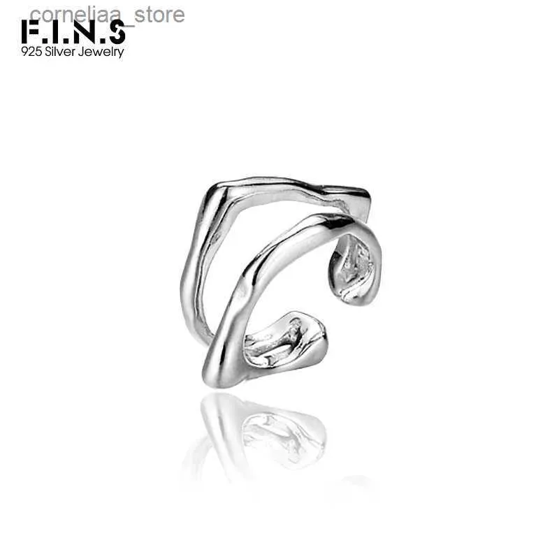 Oormanchet Oormanchet F. I.N.S 1PC Geometrie S925 Zilver Oorclip Geen gaten Dubbellaags Onregelmatige oorbellen Geschikt voor vrouwen Valse geperforeerde anode-sieraden Y240326