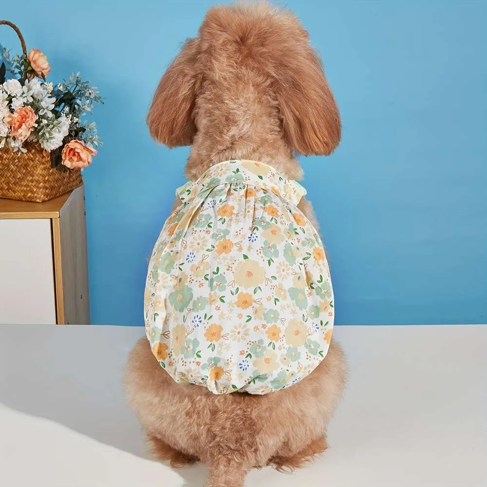 Falda de burbujas para mascotas, ropa Floral para perros pequeños y medianos, bonito vestido de princesa, falda con tirantes para cachorros y gatitos, 1 ud.