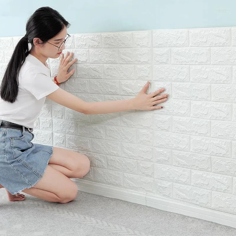 Duvar Kağıtları Duvar Panelleri 70CMX1M Su Geçirmez Etiketler 3D Yatak Odası için Dekorasyon PVC Kabuk ve Sopa Duvar Kağıdı Köpük Tuğla Desen