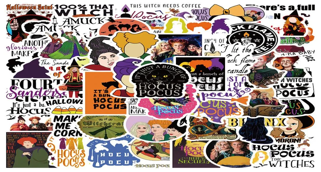 50 PCS Mixed Graffiti skateboard Stickers Movie Witches Pocus For Car Laptop Fridge Helmet Pad Bicycle Bike Motorcycle PS4 book Gu5281020