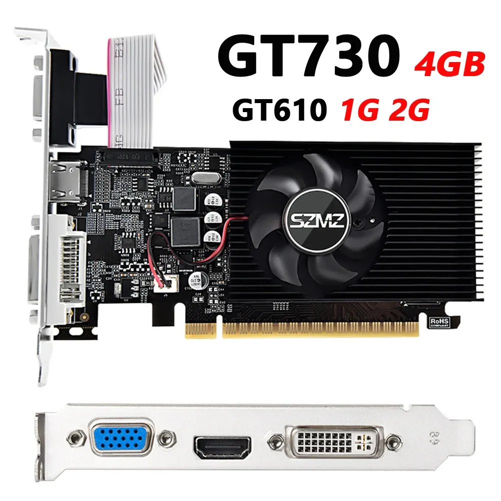 GT730 4GB DDR3 128ビットグラフィックカードVGA DVIポートPCIE20 16XコンピュータービデオGT610 1G 2G OfficeHome 240318