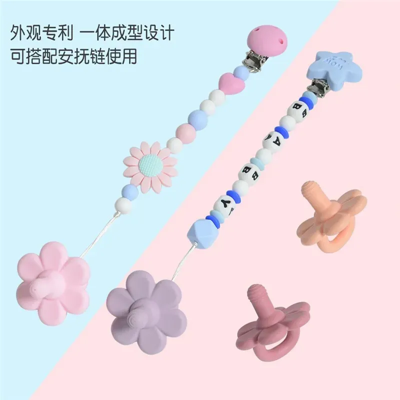 Baby Silicone Pacifier Soft BPA Free Soother Infant Dummy Nipple Newborn Baby Teether Toy Teething Nursing Pacifier Chain Pendan