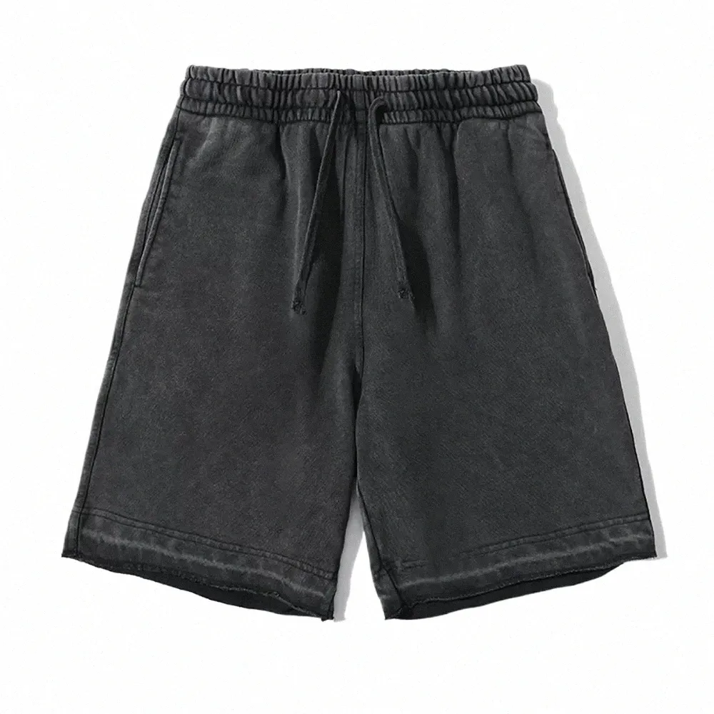 Verão Casual Shorts Men Wed Cott Calças Curtas Vintage Solto Calças Esportivas Hiphop Streetwear Cor Sólida Retro Sportwear A4gN #