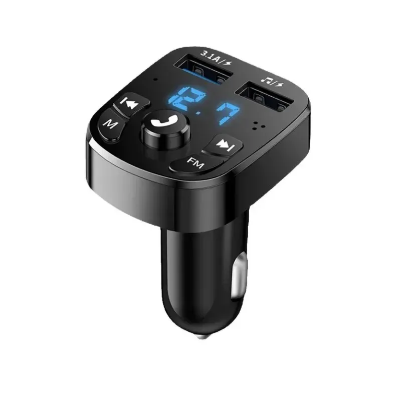 2024 Car Hands-free Bluetooth-compaitable 5.0 FM Transmitter Car Kit MP3 Modulator Player Handsfree Audio Receiver 2 USB Fast Charger