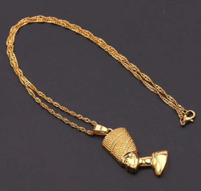 Hanger Kettingen Exotische Egyptische Koningin Nefertiti Voor Vrouwen Mannen Sieraden Goud Kleur Hele Sieraden Afrikaanse GiftPendant6773986