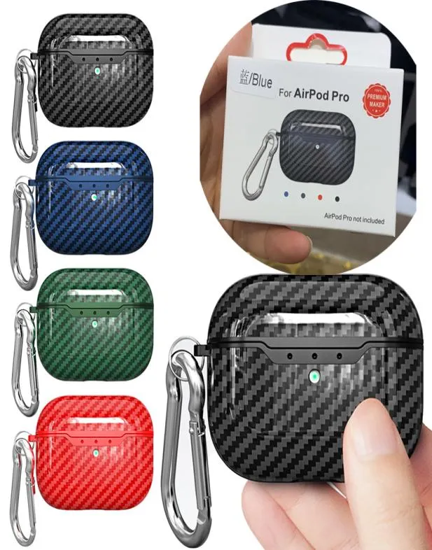 Роскошный силиконовый чехол из ТПУ с текстурой углеродного волокна с крючком для Apple AirPods 1 2 Pro 3, защитный чехол для наушников Bluetooth, сумка Retail4354522