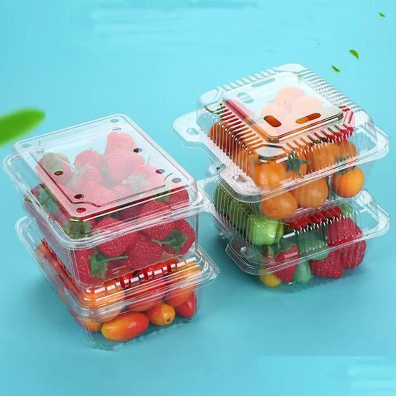 Scatole di imballaggio All'ingrosso 500G Frutta Stberry Cherry Scatola di verdure Usa e getta Trasparente Blister Imballaggio di plastica per l'agricoltore Supermarke Dhm3U