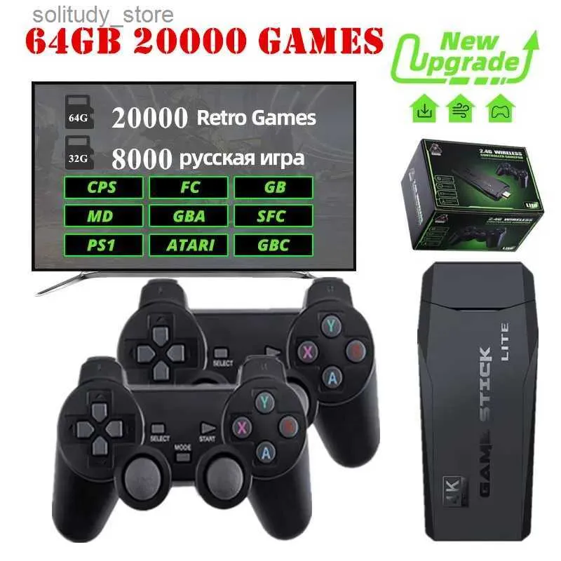 Tragbare Spiele-Spieler, Videospielkonsole, 2,4 G, Dual-Wireless-Controller, Game-Stick, 4K, 20000, Spiel 64, 32 GB, Vintage-Spiel, 1/GBA, Jungen, Weihnachtsgeschenk, Q240326