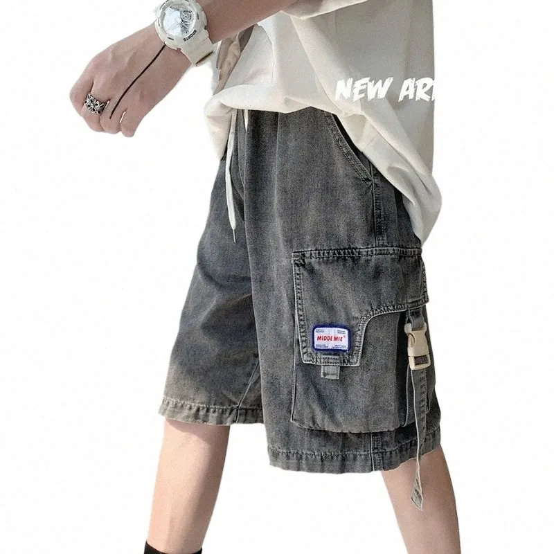 Mäns denim Casual Shorts 2022SS Tooling Style Wear All-Match Trend Jeans Summer Women Half Denim Pants Unisex Cargo Streetwear F377#