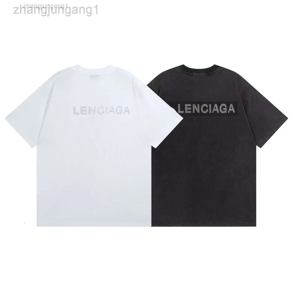 Desginer Balanciaganess TシャツBaleciaga高品質SS23パリクラシックホットダイヤモンドBホームレター洗浄古い丸首のメンズとレディース半袖Tシャツ