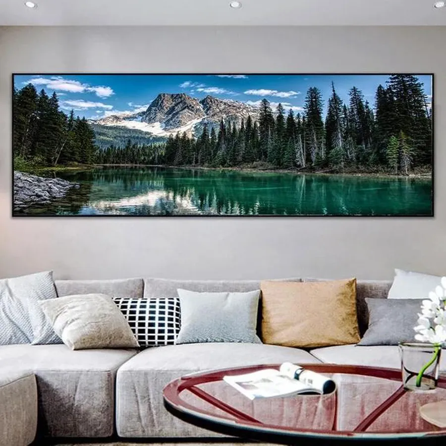 Stitch Natural Scenery Lake Diamond Painting Large Size Scenic Mountains Forests Mosaic Embroidery Diy Full Rhinestone Picture AA4790