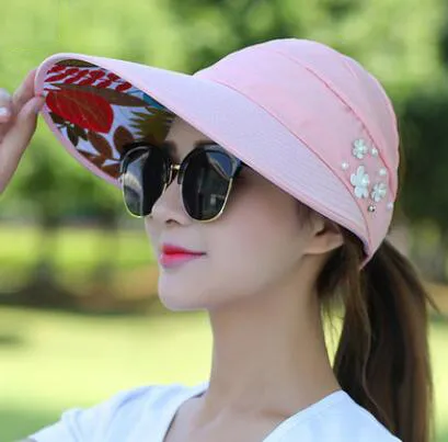 12 Style Womens Summer Hats قابلة للطي قبعة أشعة الشمس UV Protect Floppy Cappy Beach Hat في الهواء الطلق DC365