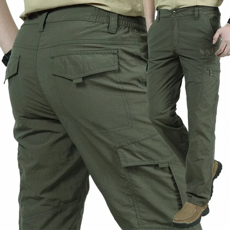 Мужские армейские военные брюки-карго Лето-весна Повседневные водонепроницаемые дышащие быстросохнущие тонкие брюки Бегуны Тактические рабочие брюки h2Zs #