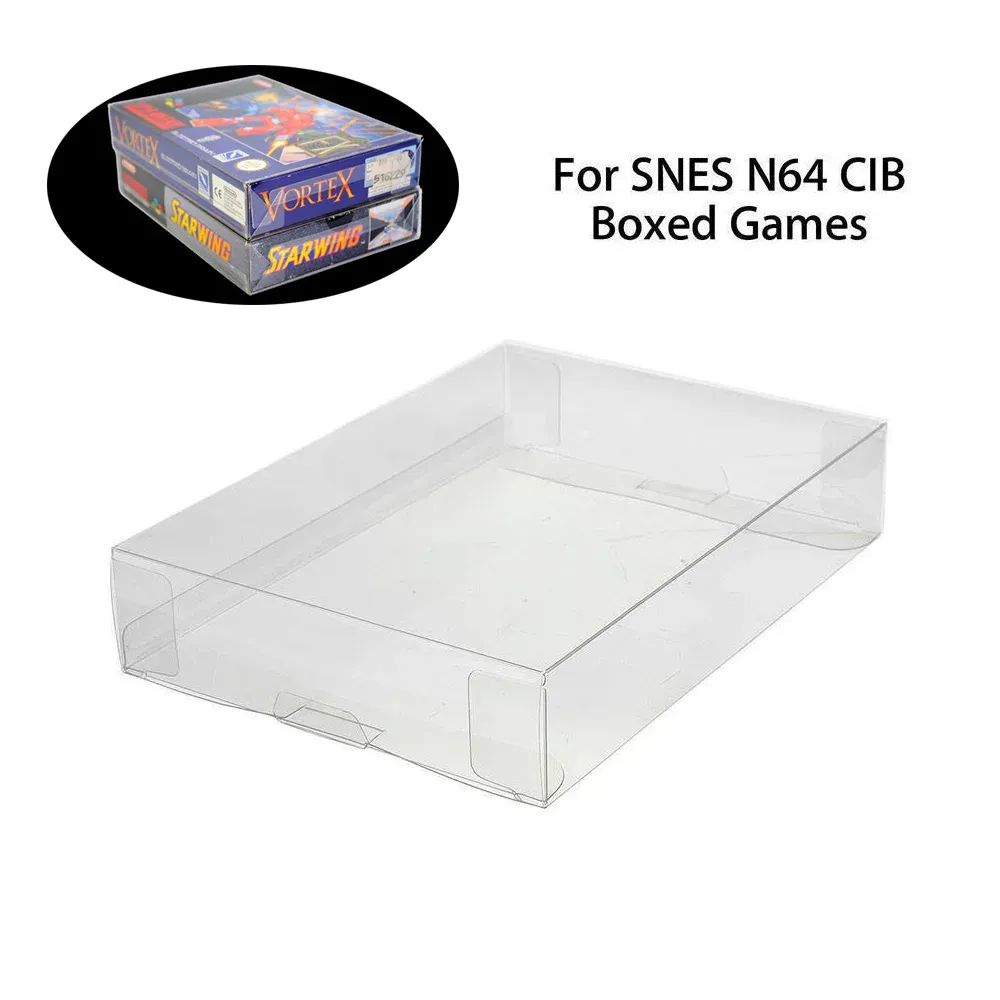 ケース10PC/ロット透明なクリアペットプラスチックボックスプロテクターケーススリーブSNES N64 CIBボックスゲームカートリッジボックス