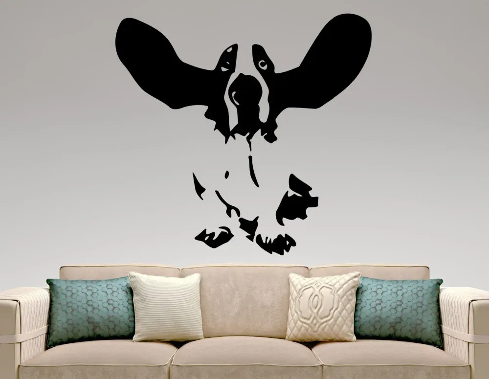 Autocollants Basset chien autocollant Mural vinyle mignon Animal amovible animaux chien Stickers muraux décor à la maison enfants chambres Art Mural intérieur DecalsSYY852