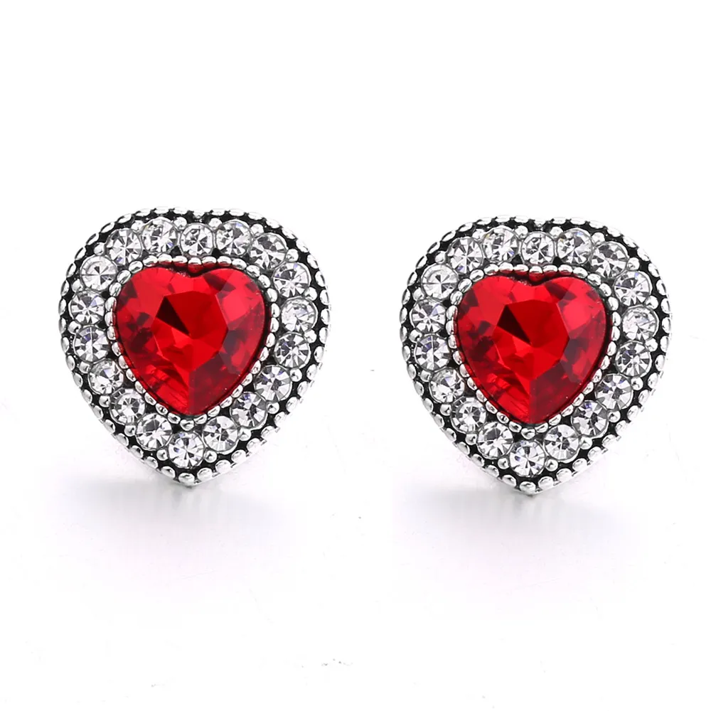 12mm Snap Button Jewelry Charms Bracelets Crystal Heart 12mm Snap Buttons for Earrings Bracelet