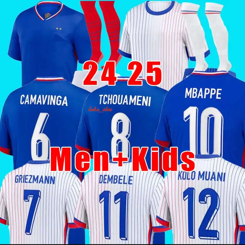 24 25 Euro Cup French Home Jersey Mbappe Soccer Jerseys Dembele Coman Saliba Kante Maillot de Foot Equipe Maillots Griezmann Kids Kit Men Player Shirt