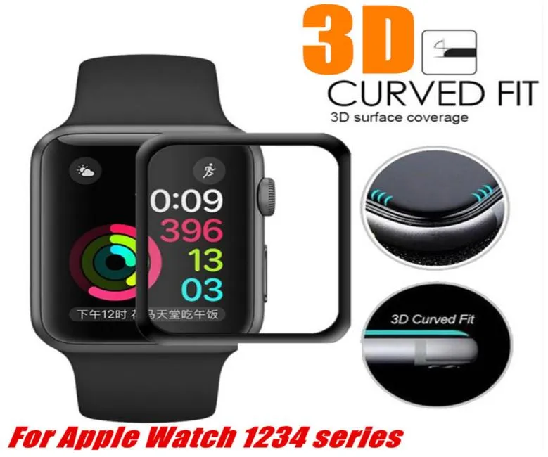 Film de protection d'écran 3D, pour Apple Watch 45mm 38mm 40mm 44mm 42mm 9H, couverture complète en verre trempé F iWatch série 7 6 4 3219409542