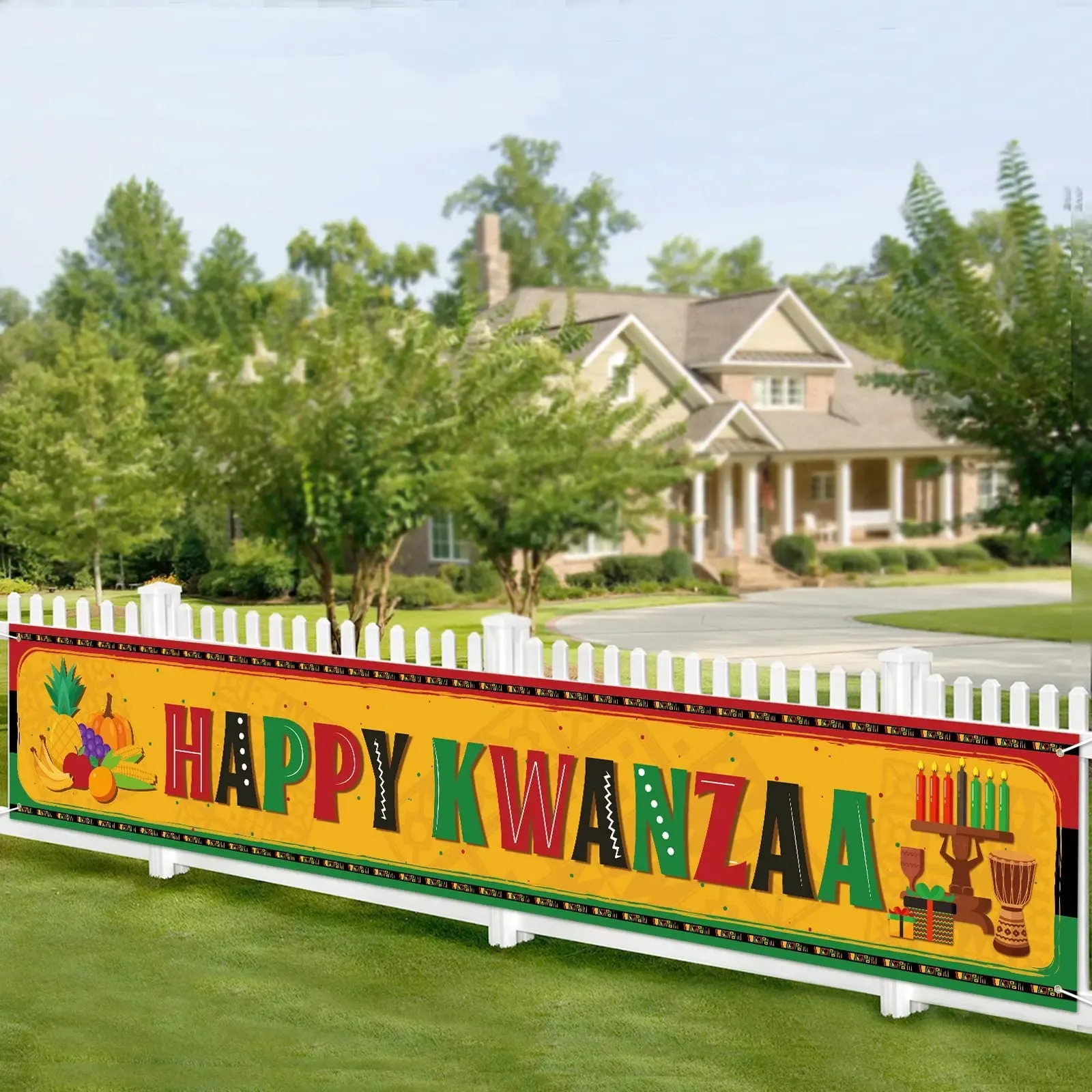 Acessórios feliz kwanzaa banner patrimônio africano decoração de festa de férias alegre interior ao ar livre decoração kwanzaa sinal de boas-vindas fontes de festa
