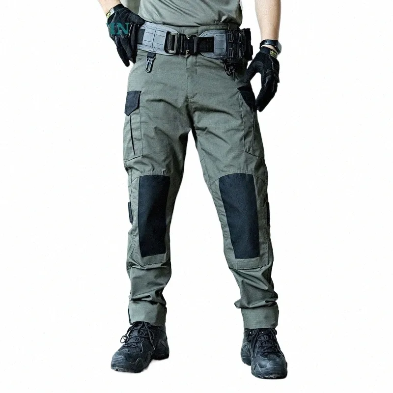 men Military Tactical Cargo Pants Army Green Combat Trousers Multi Pockets Gray Uniform Paintball Airsoft Autumn Work Clothing C5oq#