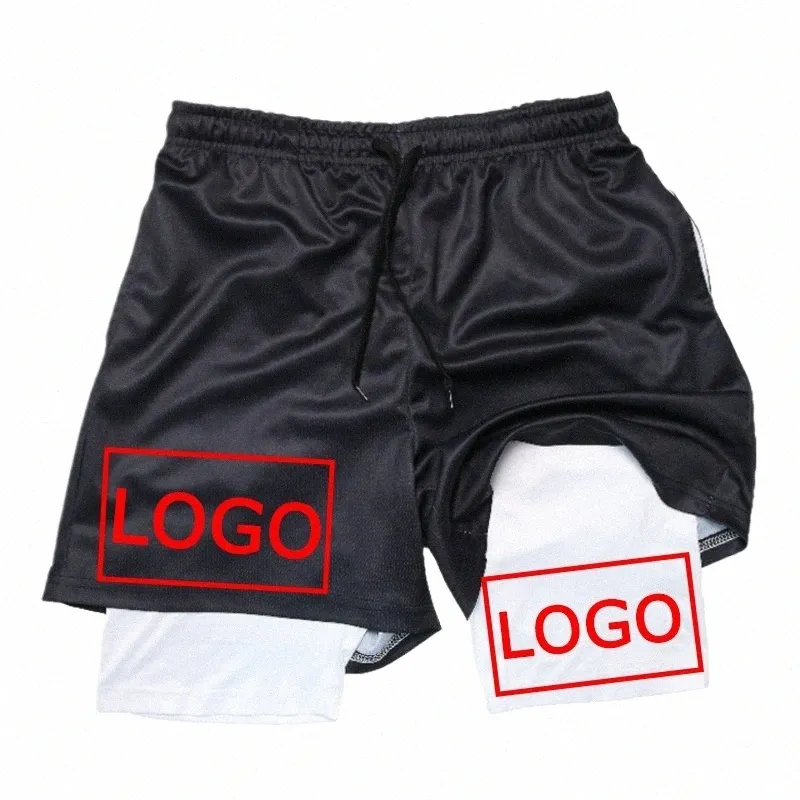 Impressão personalizada 2 em 1 Shorts de ginástica para homens Atlético Quick Dry Shorts respiráveis com forro Activewear Masculino Fitn Workout Jogging B3gJ #