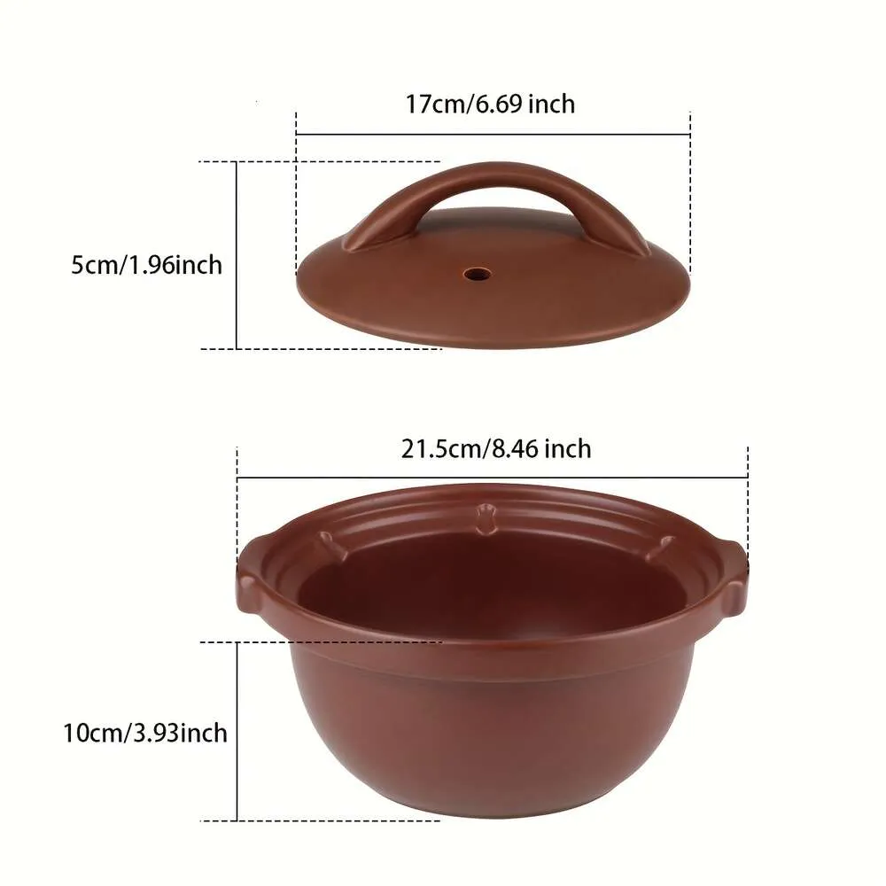 Clay Pot, Casserole with Lid Low for Slow Cooker Ceramic Soup Pot - High Temperature Resistant Pan, Kitchen Supplies, Cookware