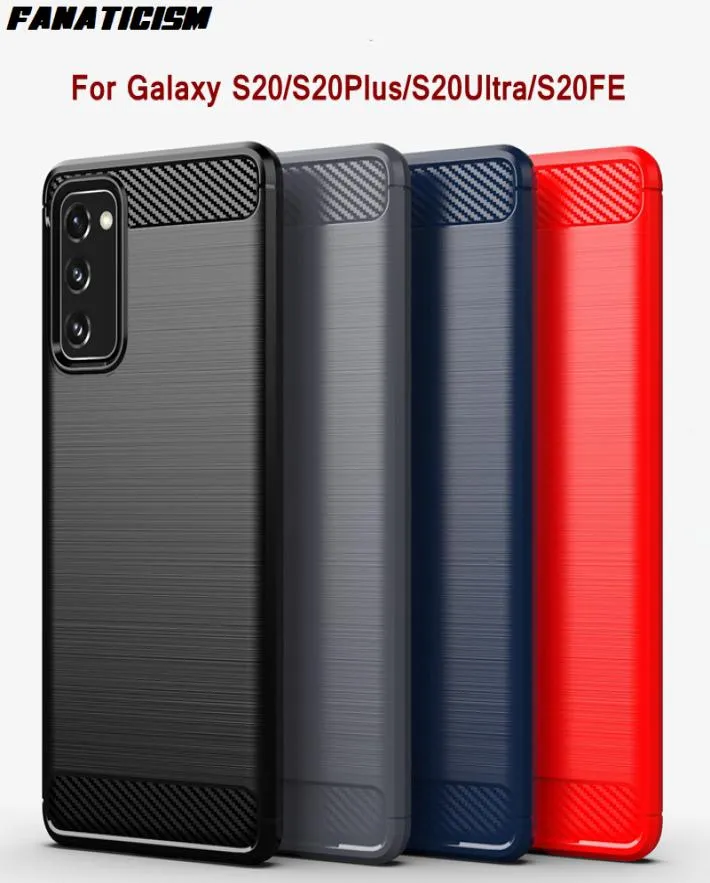 50PCSLOT Hybrid Armor Cases for Galaxy S20 Carbon Fiber TPU Case Samsung S20Plus S20ultra S20fe stockproof Silicone Borsted Cover5166869
