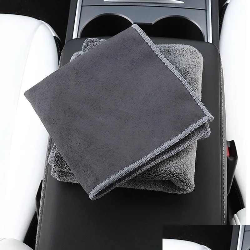 Towel Car Cleaning Cloth Double Sided Wash Care Microfiber Soft Suedette Coral Fleece Mobile Motorcycle Washing Glass Household Pao De Dhl9N