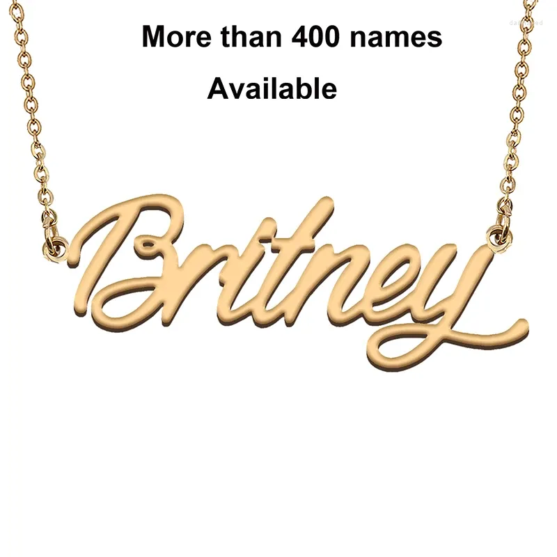 Chaînes Cursive Lettres initiales Nom Collier pour Britney Fête d'anniversaire Année de Noël Graduation Mariage Saint Valentin Cadeau