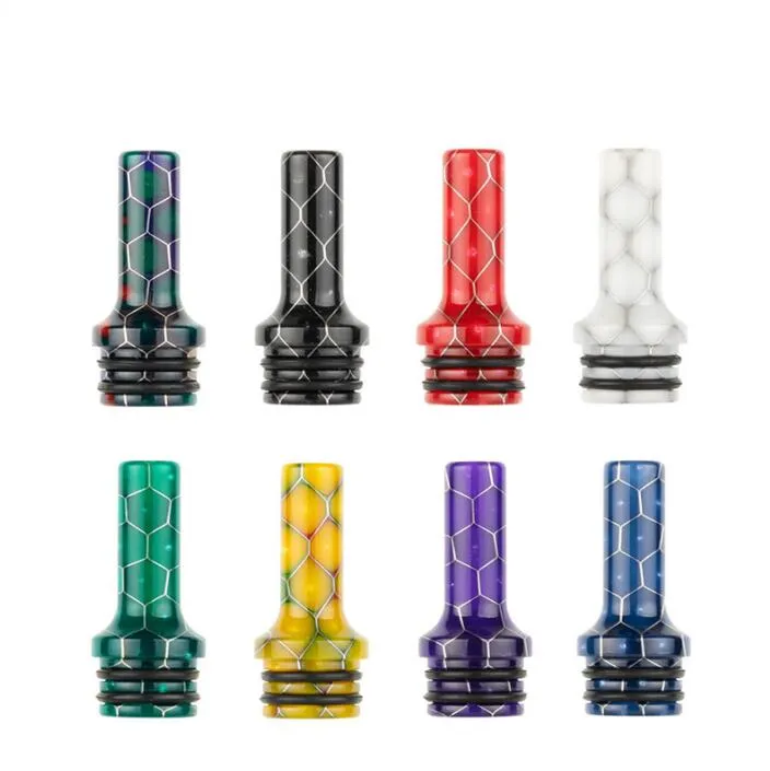 510 Snakeskin Longue Bouche Résine Drip Tips Accessoires De Pipe À Fumer Embouchure En Nid D'abeille Pour 510 Fil Porte-Cigarette RDA RBA Réservoir Atomiseurs Driptips Embouchure