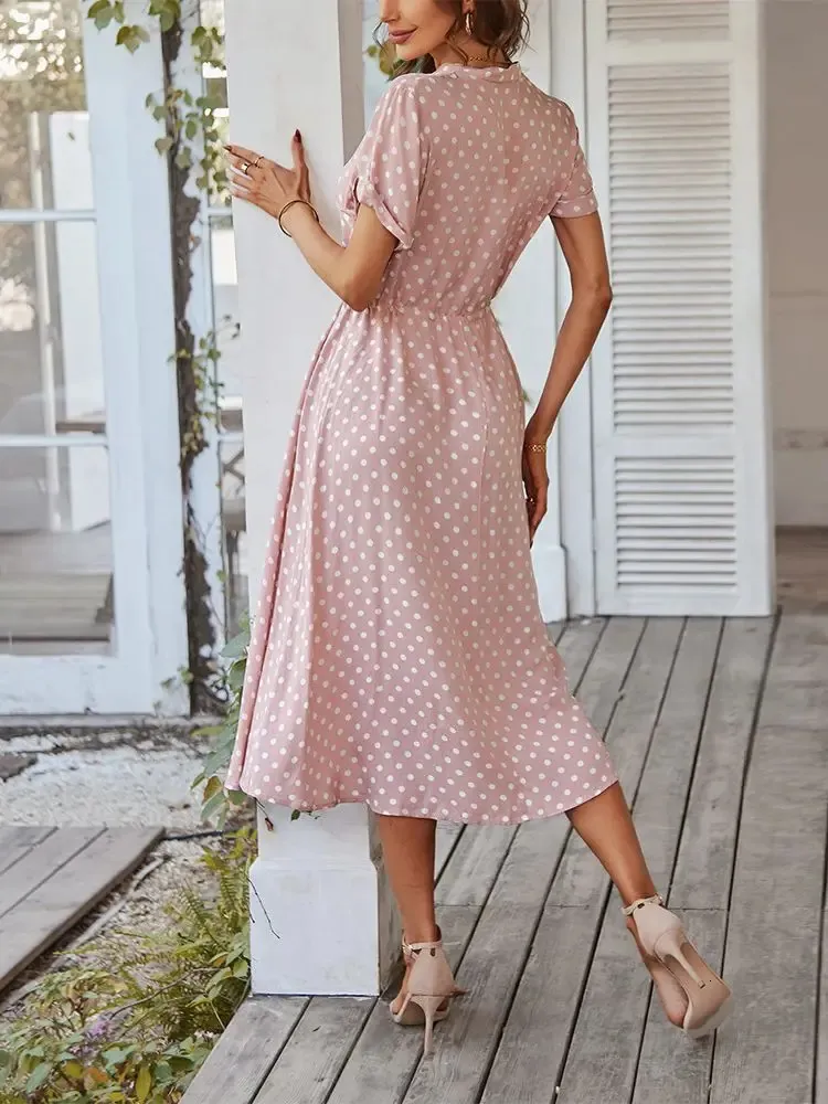 Polka Dot Midi Dress - Women's Casual Summer Holiday Beach Sundress, Loose  Fit Shirt Dress Robe - Perfect for Vacation! from Dhgate Basic & Casual  Dresses - price 25.11