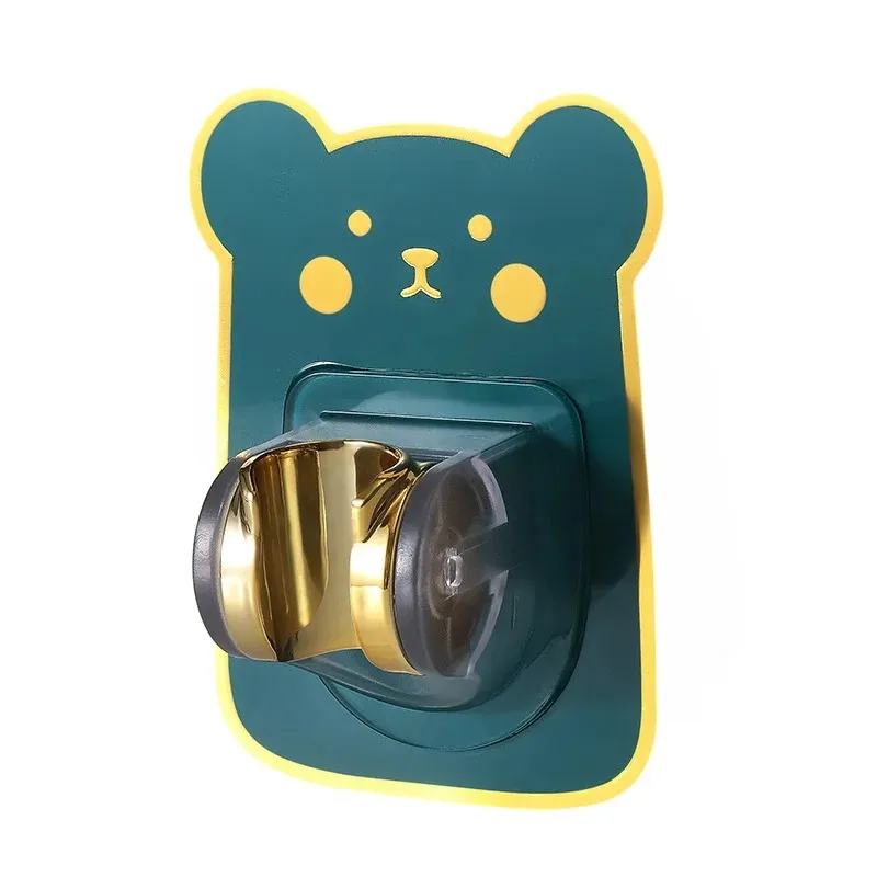 Suporte de chuveiro ajustável de urso, suporte universal para cabeça de chuveiro sem broca, acessórios para banheiro, suporte de parede para banheiro