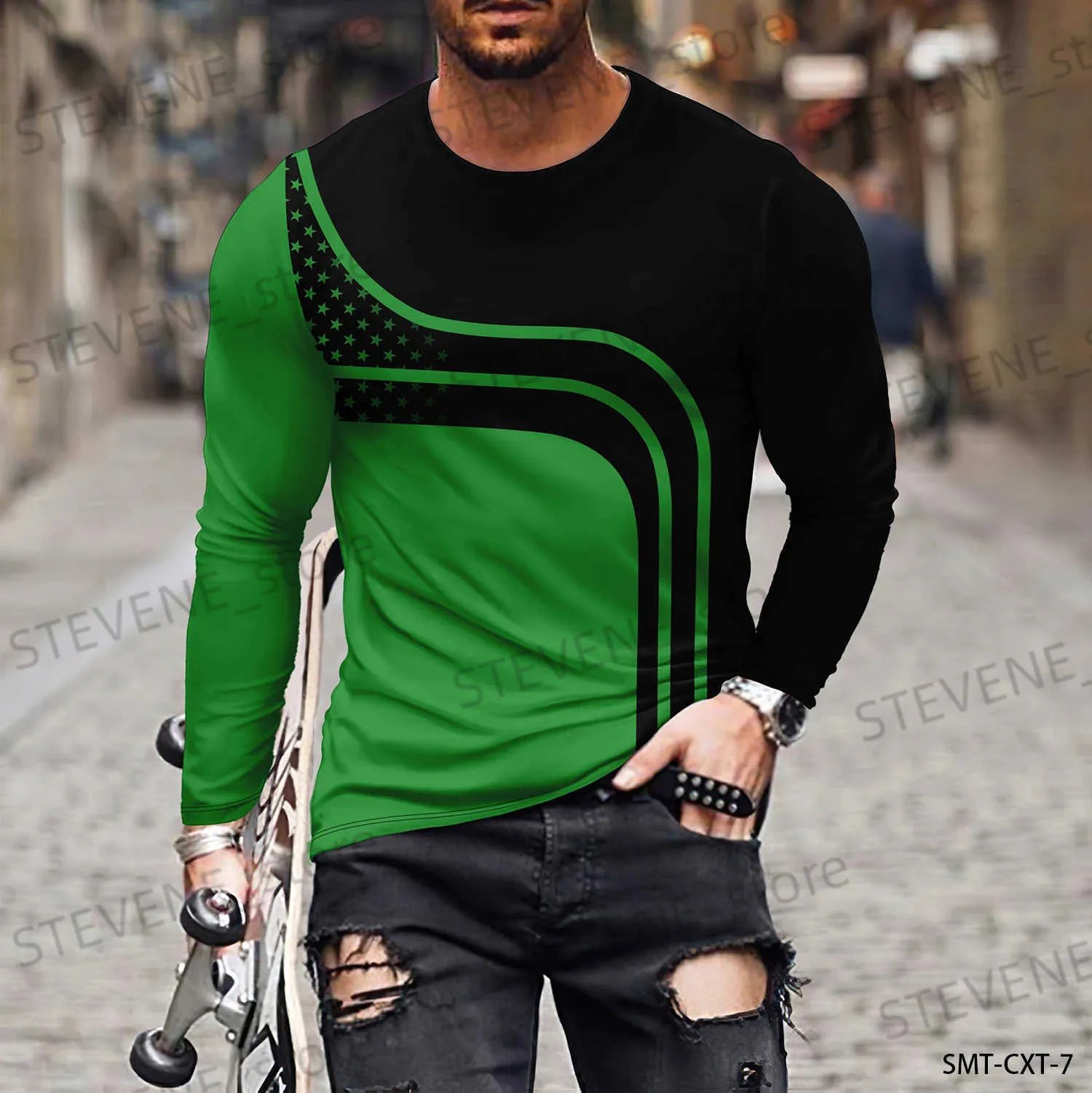T-shirts pour hommes Rétro Eagle Motif 3D Imprimer Summer Mens T-shirt à col rond Casual Long Slve T-shirt surdimensionné Pull Mode Hommes Vêtements T240325