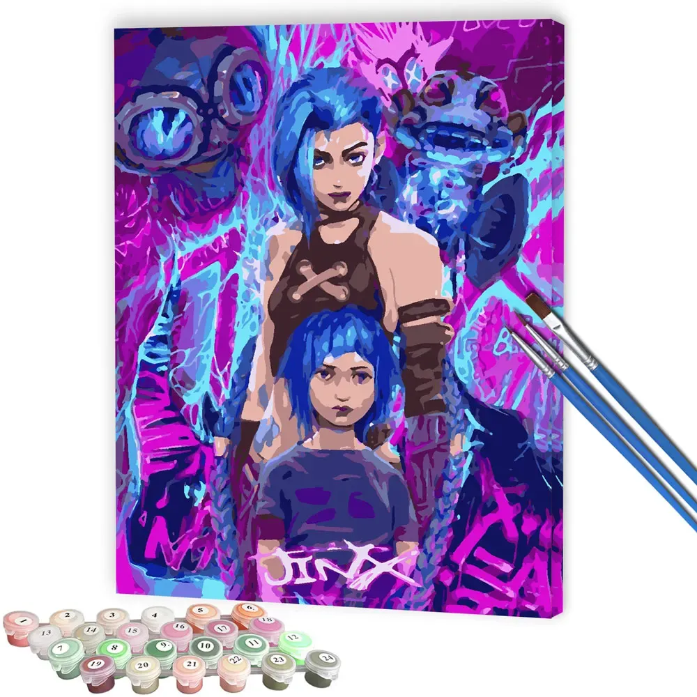 Number DIY schilderen door getallen Anime Arcane Jinx Oil Picture handgeschilderd op canvas nummer schilderijen Home Decor Geschenk voor kinderen Cuadros