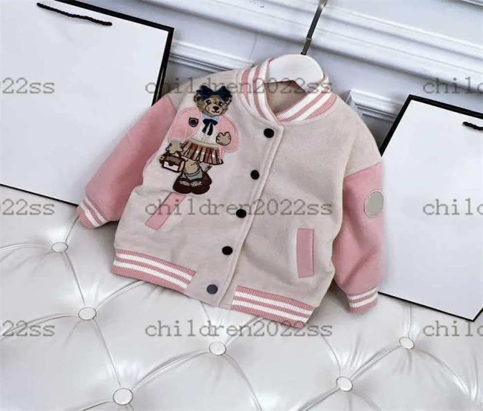 childrens Wool Baseball Coat Coats 2022FW Winter Fur in One Juils for Girls De Designner Warm Standup Standup Outwear B9587461