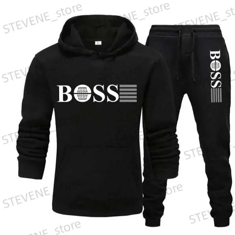 Erkek Trailsits 2 Parçalı Setler Takip Kapşonlu Sweatshirt +Drawstring Pantolon Erkek Spor Hoodies Sports Giyim Kadın Kadın Marka Marka Sonbahar Kış T240326