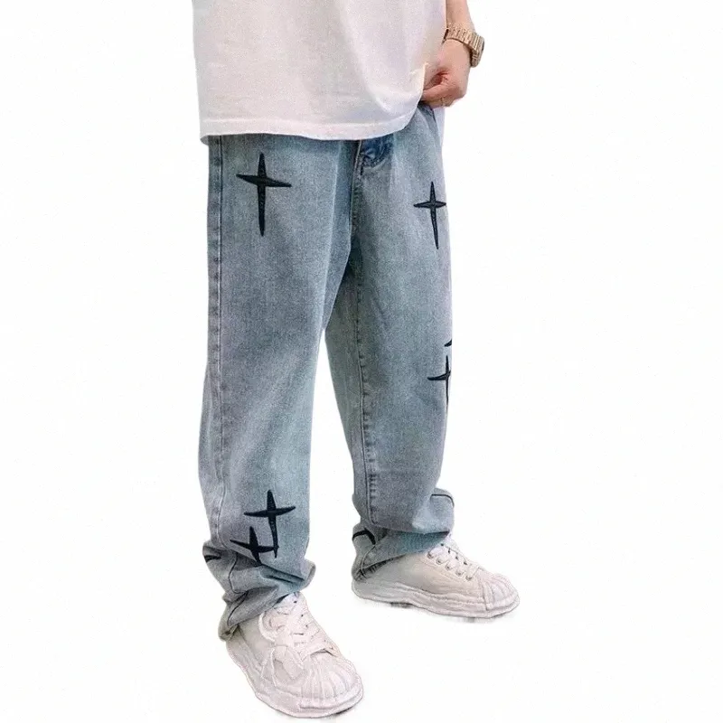Hommes Baggy Jeans 2024 Printemps Automne Pantalon en denim à jambe large Coréen Fi Streetwear Mâle Pantalon droit en vrac Vêtements décontractés a9Pg #