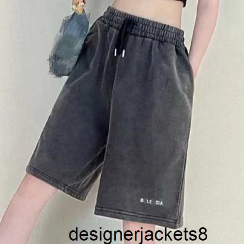 Designer Rätt version av trendiga Paris B Familjen broderade herr- och kvinnors elastiska vävda byxor med avslappnade och mångsidiga lösa shorts Vyaf