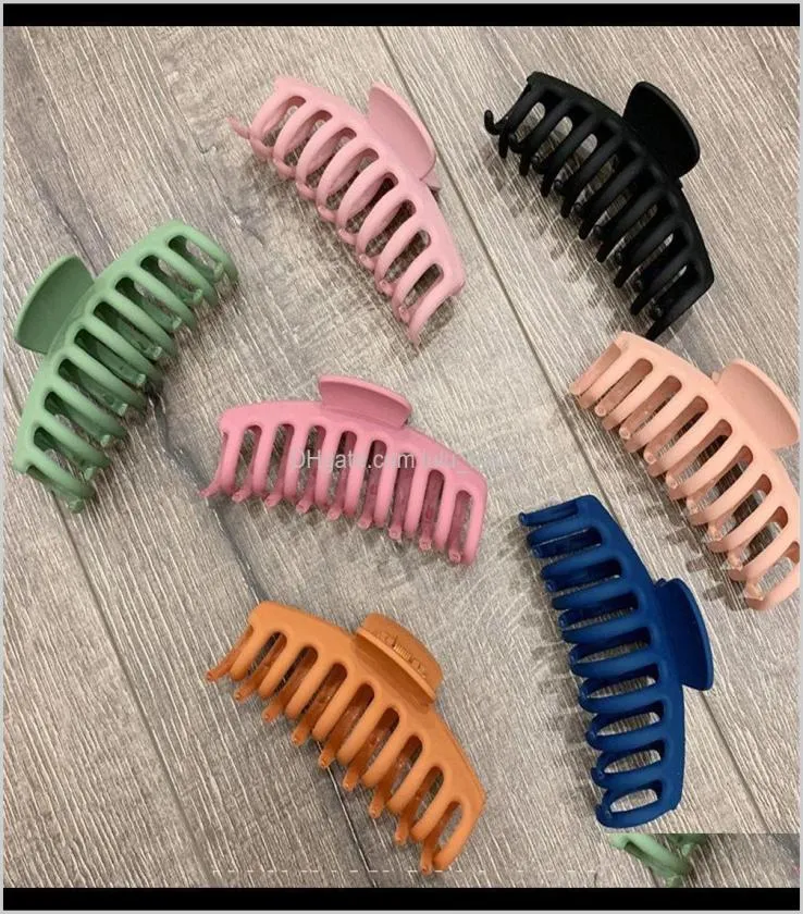 1 unid coreano sólido garras grandes elegantes clips de acrílico esmerilado horquillas pasador sombreros para mujeres niñas accesorios para el cabello Frugu Fjjqf3211404