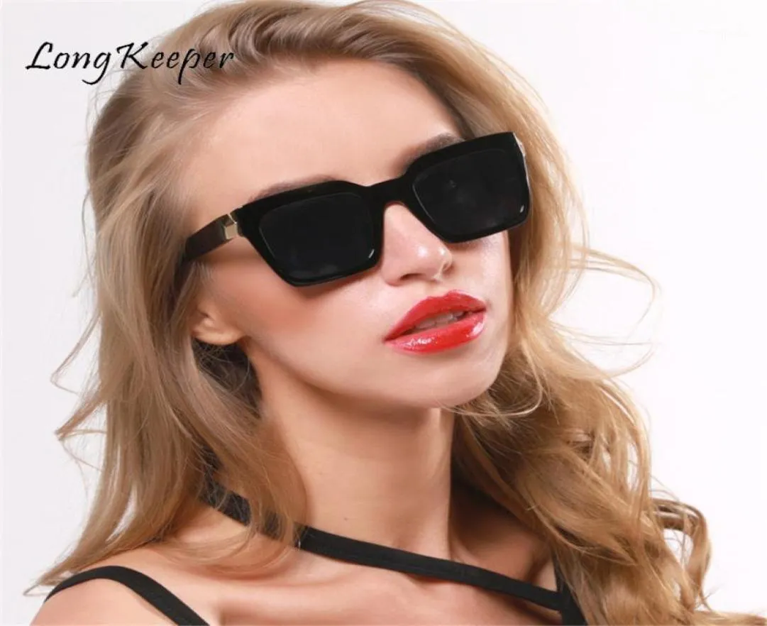 Vintage Square Cat Eye Solglasögon Kvinnor Män retro små solglasögon damer smala svarta blå nyanser Eyewear UV40014527400