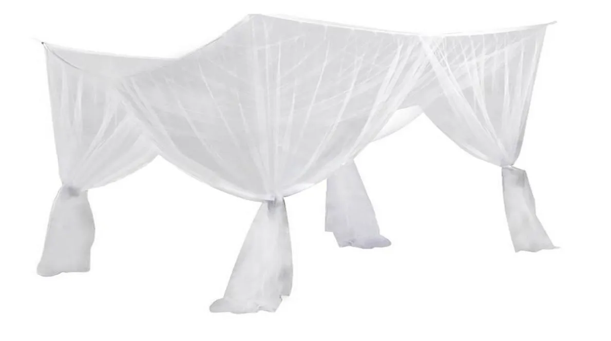 Cama dossel tamanho completo mosquiteiro post cortina de cama à prova de poeira rainha rei decoração casa rede 4 canto poliéster branco7000095