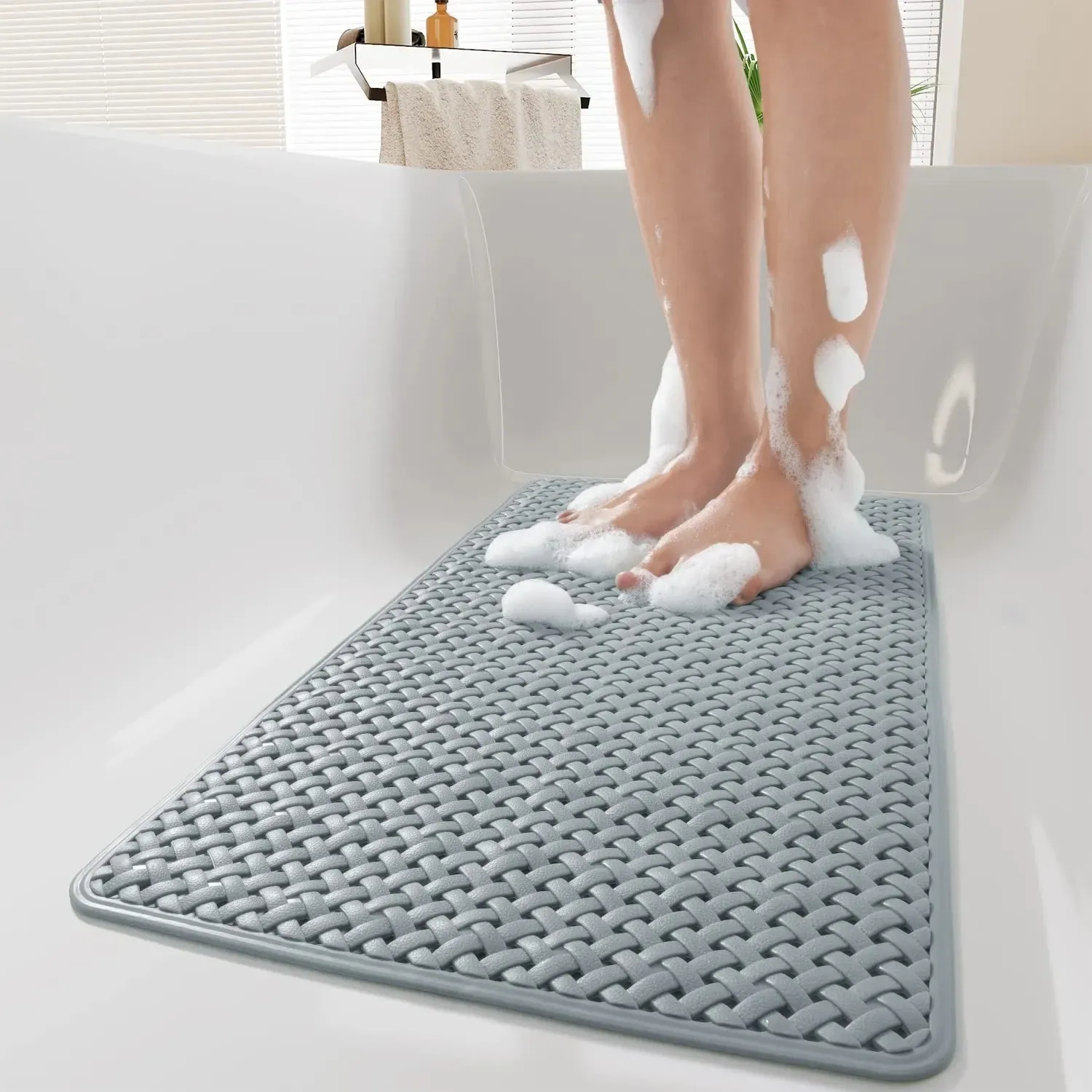 Tapetes novos tapete de banho antiderrapante com ventosa e furo de drenagem macio lavável à máquina tapete de banho antiderrapante adequado para crianças