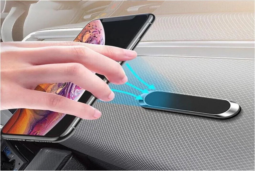 Mini Strip Shape Magnetic Car Phone Holder Stand for Smartphones 12 pro Max Wall Metal Magnet GPS Car Mount Dashboard1755042