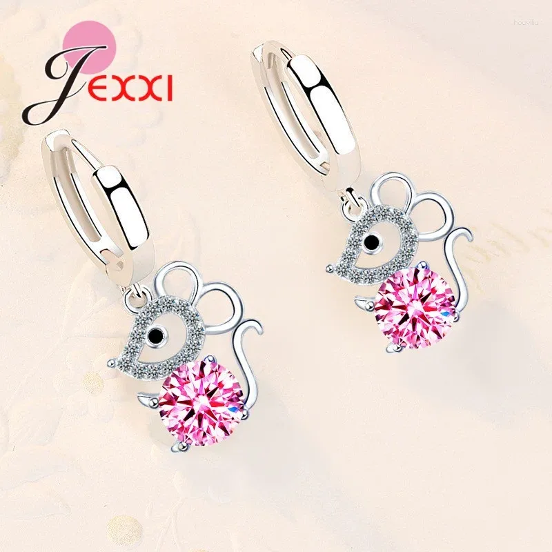 Boucles d'oreilles pendantes en argent Sterling 925 pour femme, bijoux à la mode, goutte d'eau, Zircon cubique, cristal, souris, cadeau d'anniversaire