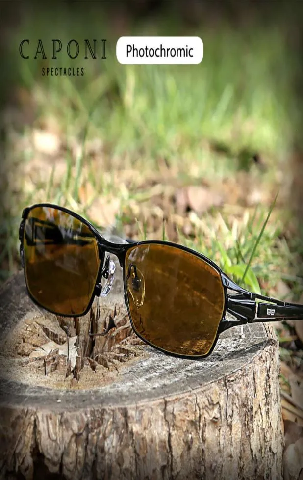 Caponi gelbe Sonnenbrille für Herren, Rahmen aus reinem Titan, polarisiert, Tag, Nacht, Autofahren, Verfärbung, Gläser, Sonnenbrille Bsys11908633800