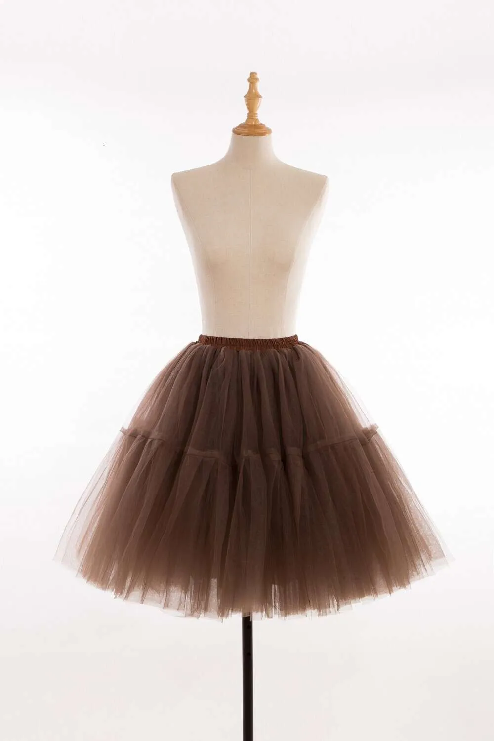 brown tutu dress for women Elliewely 20+ Colors Women's Mid Length Tulle Skirt Size 5XL Plus Size 6 layers in total Ballet costume Brown Gold Green