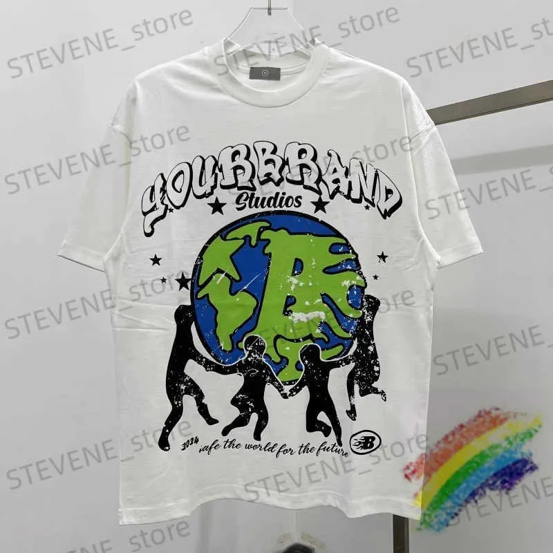 Men's T-Shirts Protecting The Earth Print T Shirt Best Quality T T-Shirt O-neck Tops T240325